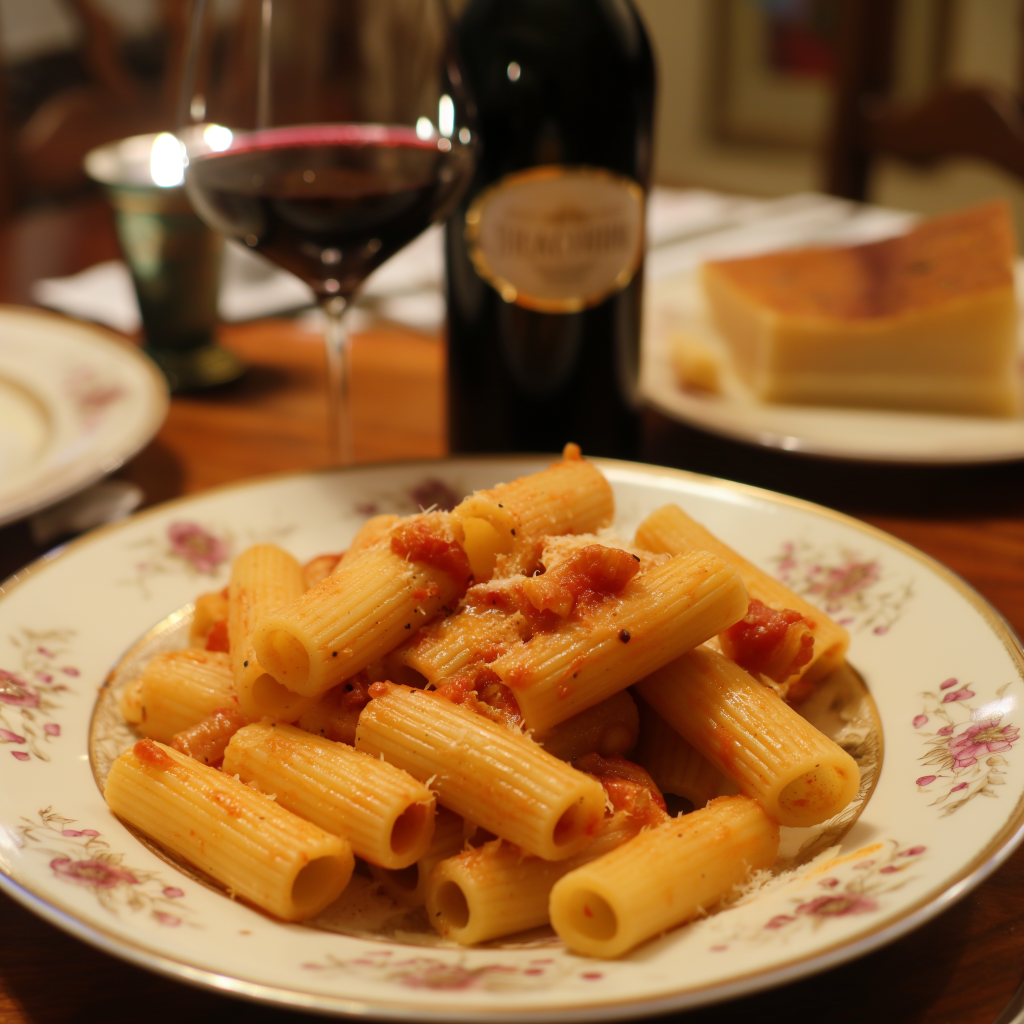 red wine and pasta